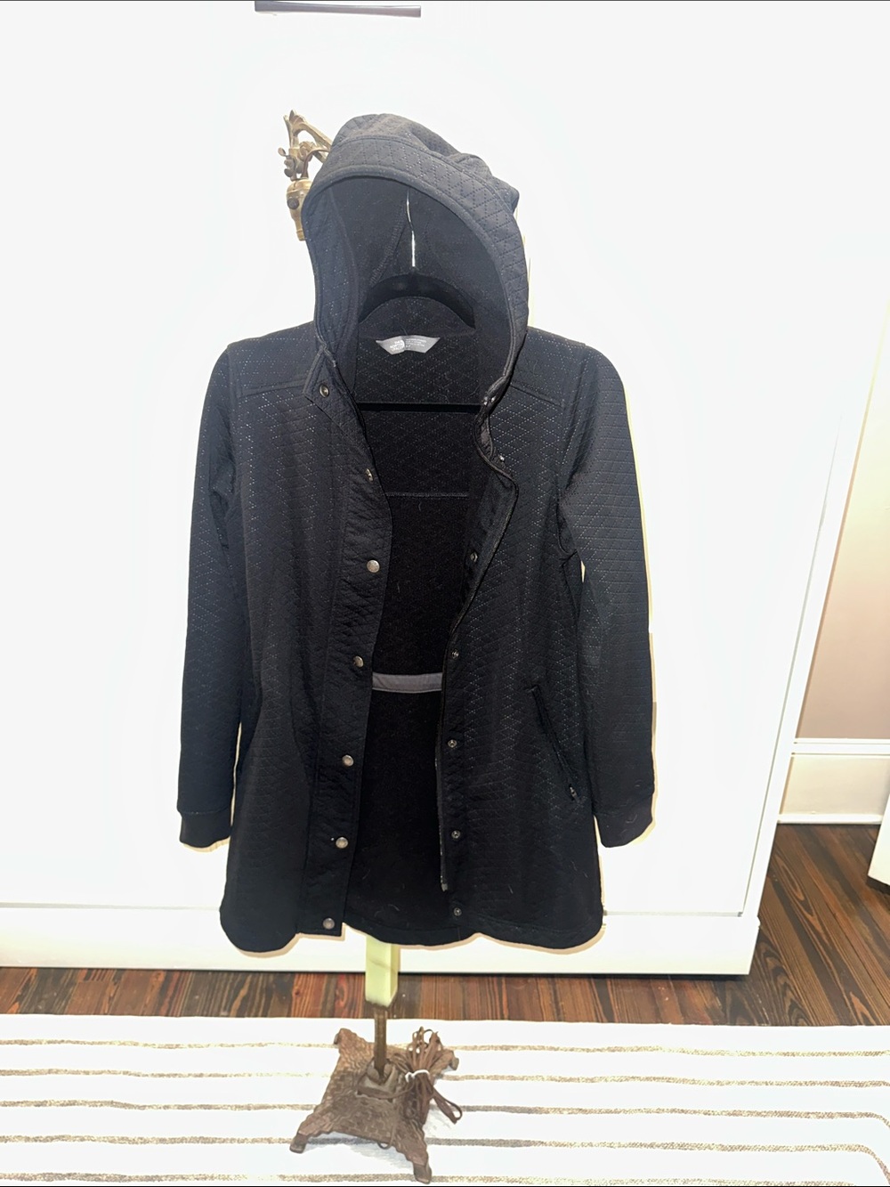 Women's Black Hooded Quilted Coat